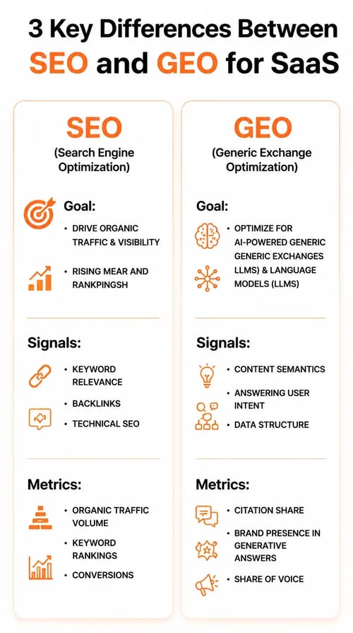 3 key differences between SEO and GEO strategies for SaaS
