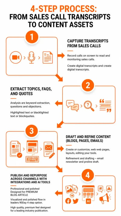 4 step from sales call trancsript to content asset