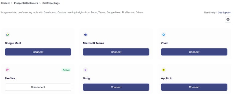 Omnibound platform context from call recordings